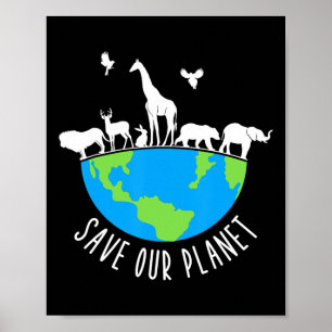 Poster Sauvez notre planète Animaux Jour des terres de co