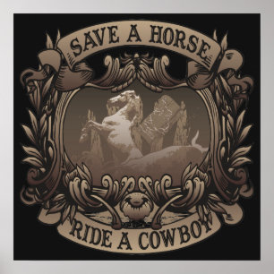 Poster Sauvez un tour de cheval… un cowboy !