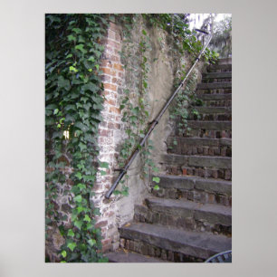 Poster Savannah Georgia Déplaisant Stairs