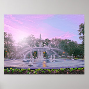 Poster Savannah Georgia Forsyth Park Fontaine