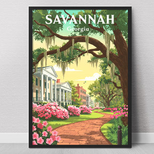 Poster Savannah Géorgie vintage