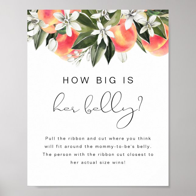Poster SAVANNAH Peach Combien Gros Son Baby shower ventre (Devant)