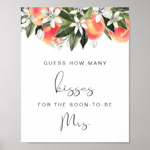 Poster SAVANNAH Peach Guess How Many Kisses Baby Shower N