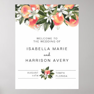 Poster Savannah - Watercolor Peaches Botanique Bienvenue