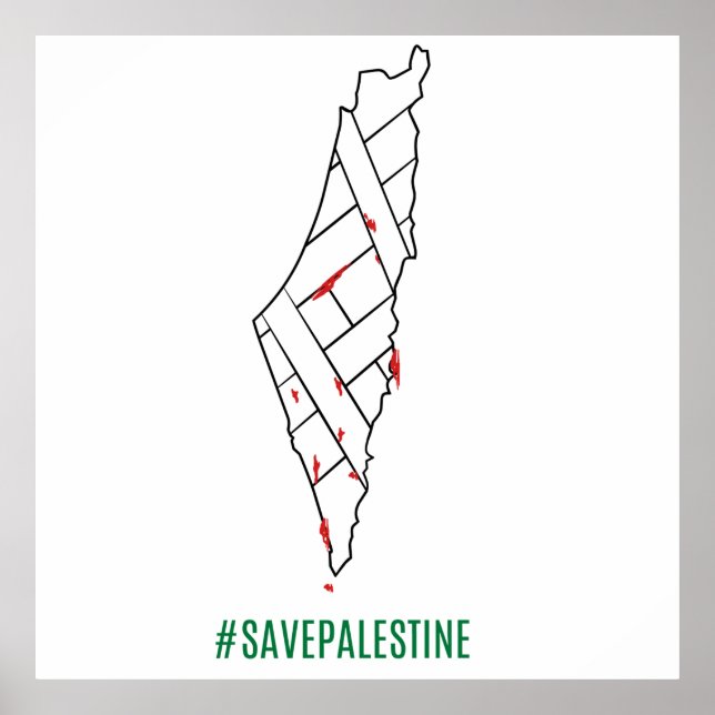 Poster Save Palestine saigned map - Liberté pour Palestin (Devant)
