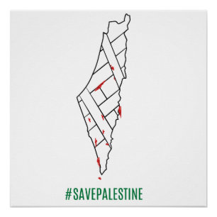 Poster Save Palestine saigned map - Liberté pour Palestin