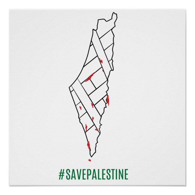 Poster Save Palestine saigned map - Liberté pour Palestin (Devant)