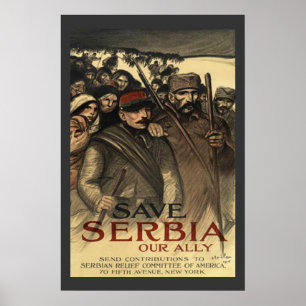 Poster Save Serbia World War One Vintage