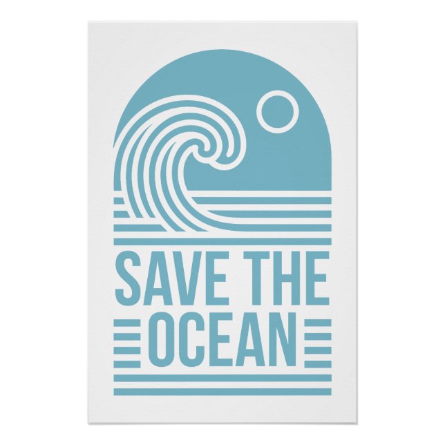 Poster Save the ocean activist quotes beach aesthetic (Devant)