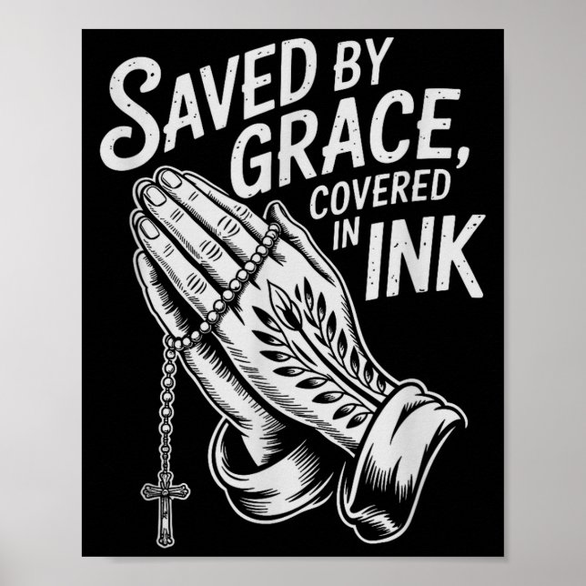 Poster Saved By Grace Covered In Ink Christian Faith Inke (Devant)