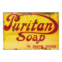 Savon Puritan, Panneau Enamel Vintage.