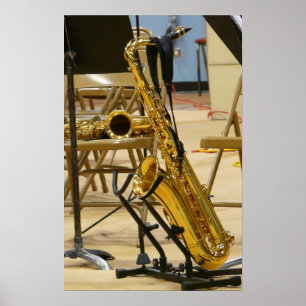 Poster Saxophone on Stand at Jazz Recital