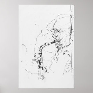 Poster Saxophoniste artistique -