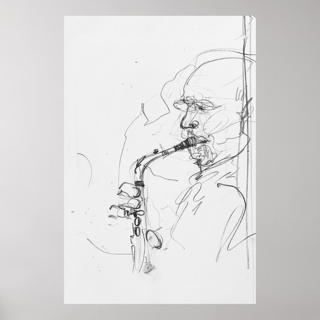 Poster Saxophoniste artistique - (Devant)