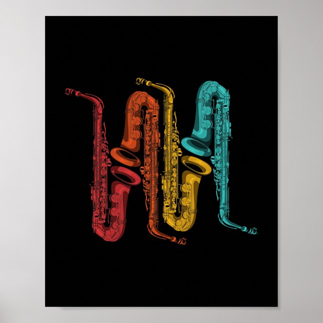Poster Saxophoniste Marching Band Musicien Cadeau Saxopho (Devant)