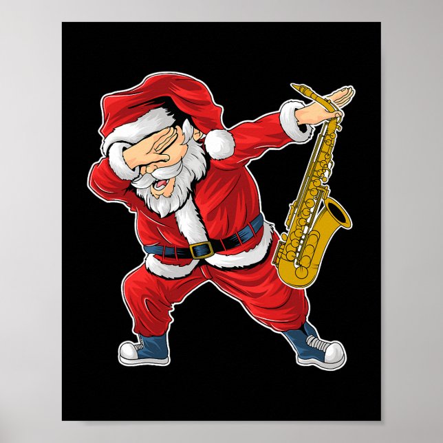 Poster Saxophoniste Santa Claus Saxophone Jazz and Blues  (Devant)