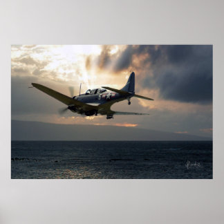 Poster SBD-5 inlassable au-dessus du Pacifique