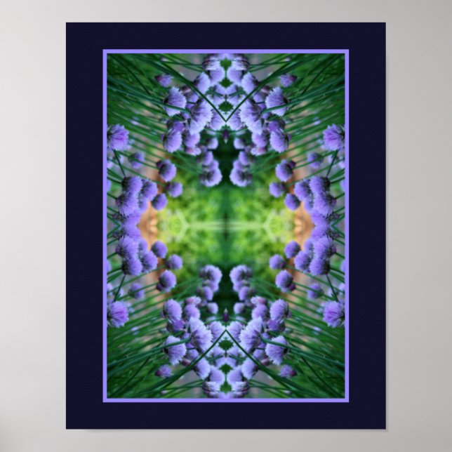 Poster Scallion violet Fleurs Abstraites Orton (Devant)