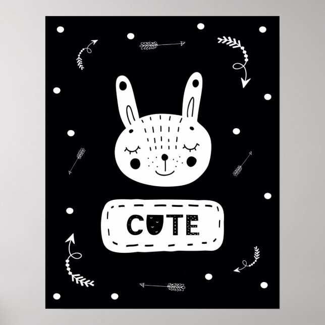 Poster Scandi moderne mignon Bunny Nursery (Devant)