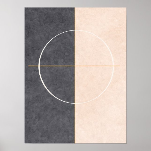 Poster Scandinavian Geometric Wall Art – Beige & Grey  (Devant)
