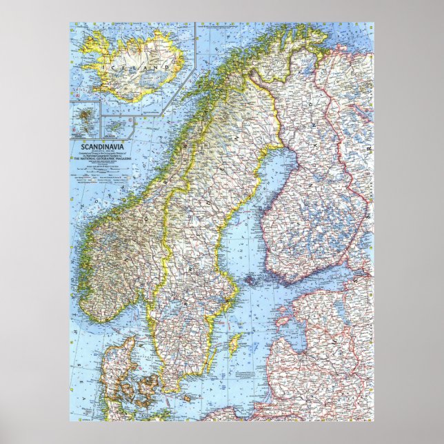 Poster " Scandinavie : 1963/aujourd'hui - Carte détaillée (Devant)