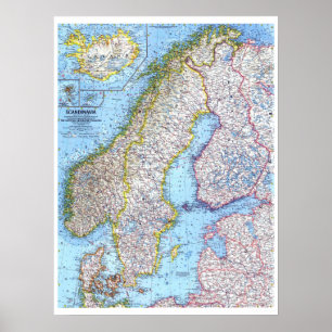 Poster " Scandinavie : Carte de 1963 ...