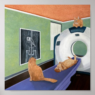 Poster Scanner de chat. Art de chat et de poisson, cadeau