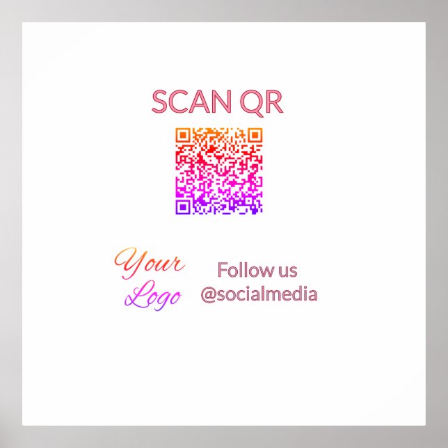 Poster Scanner pour afficher le menu restaurant hôtel QR  (Devant)