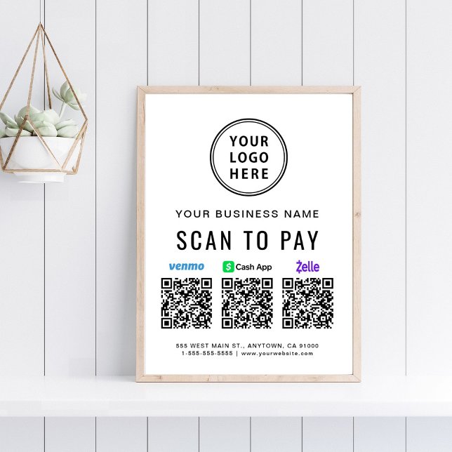 Poster Scanner pour payer les codes QR de logo Venmo Zell (Créateur téléchargé)