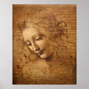 Poster Scapigliata de Léonard de Vinci, Chef d'une femme