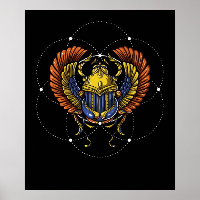 Poster Scarab Beetle Symbole égyptien Géométrie sacrée (Devant)