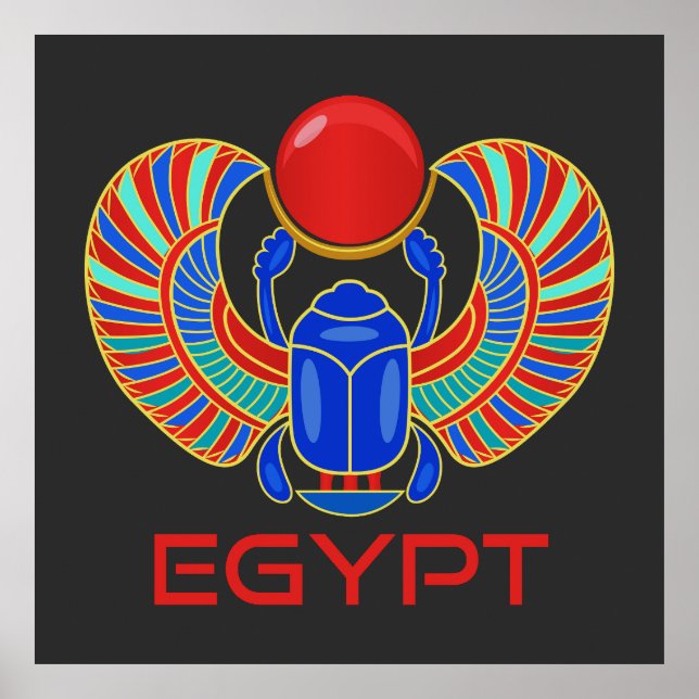 Poster Scarab Égyptien Avec Le Mot Egypte (Devant)