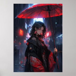 Poster Scarlet Serenade : Maîtresse de la nuit Cyberpunk