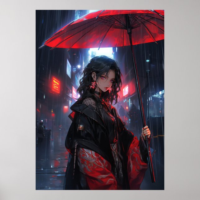 Poster Scarlet Serenade : Maîtresse de la nuit Cyberpunk (Devant)