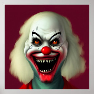 Poster scary clown horror portrait de monstre halloween