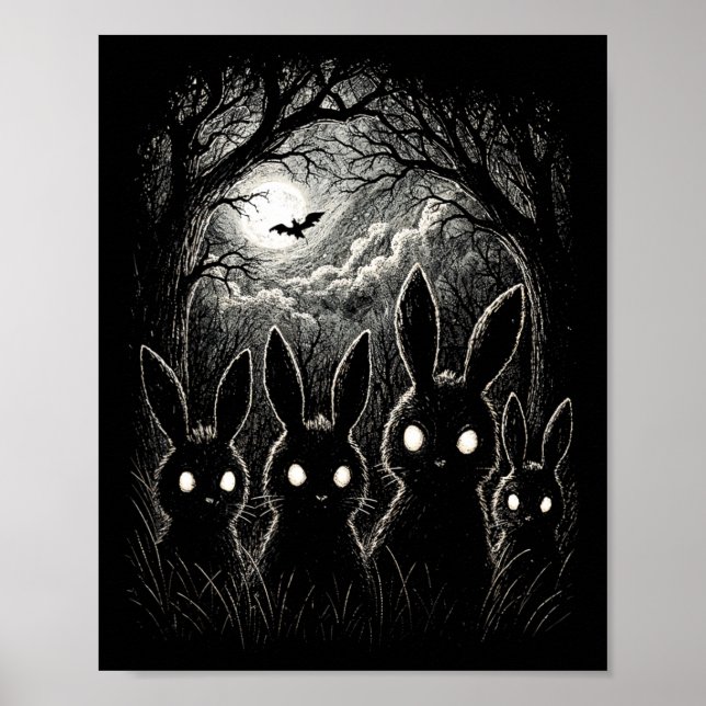 Poster Scary Rabbit Eyes Forêt Costume d'Halloween Déplai (Devant)