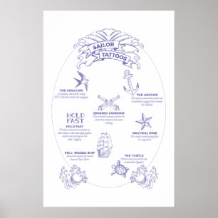 Poster Sceau de marine nautique et tatouage de voile Sign