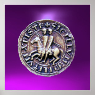 Poster SCEAU DES CHEVALIERS TEMPLIERS gemme violette
