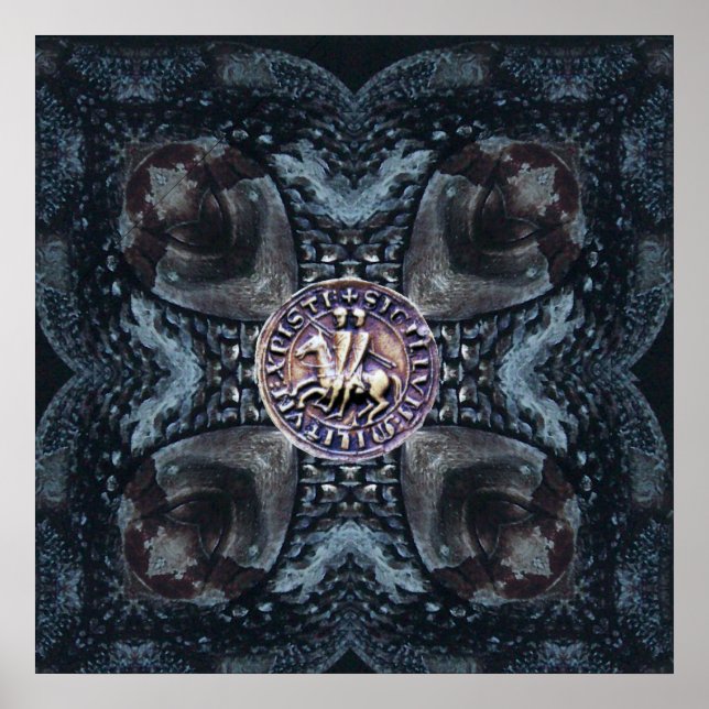Poster SCEAU DU MODÈLE DES CHEVALIERS SUR FER CROISÉ Noir (Devant)