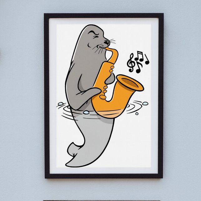 Poster Sceau Jouer Le Saxophone (Créateur téléchargé)