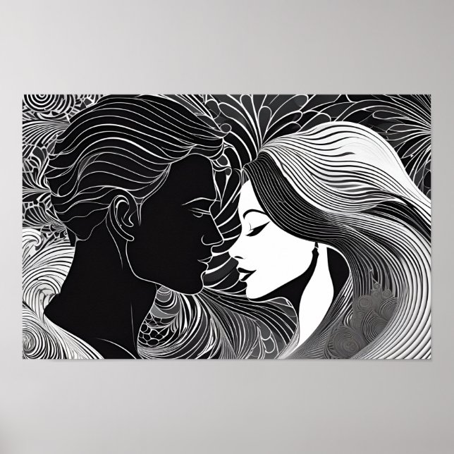 Poster Scellé avec un Kiss : Black & White Love Story (Devant)
