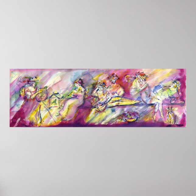 POSTER SCÈNE ANTIQUE BACCHANAL AVEC MUSIQUE (Devant)