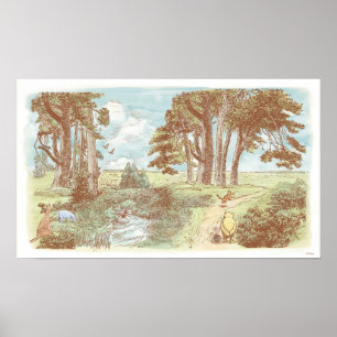 Poster Scène aquarelle de Winnie l'ourson et ses amis cla