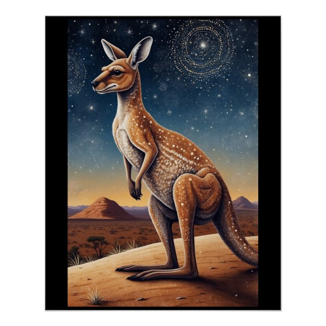 Poster Scène autochtone australienne sur le thème Kangaro (Devant)