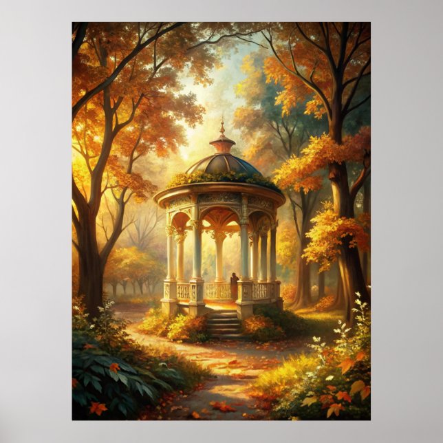 Poster Scène Automne D'Automne Avec Gazebo (Devant)