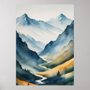 Poster Scène Blue Tan Mountain