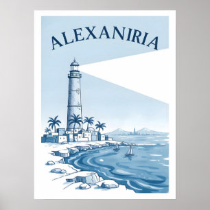 Poster Scène côtière du phare d'Alexandrie Voyage