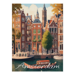 Poster Scène d'architecture de canal à Amsterdam Pays-Bas