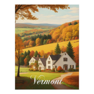 Poster Scène d'automne du Vermont États-Unis