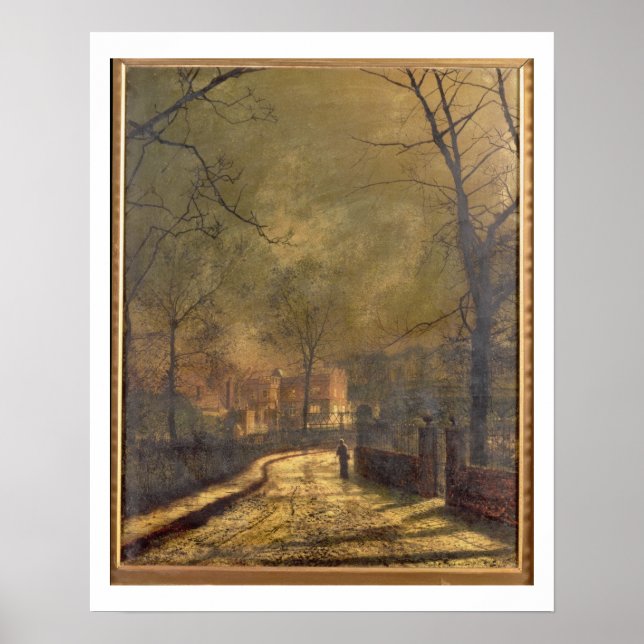 Poster Scène d'automne, Leeds, 1874 (huile à bord) (Devant)